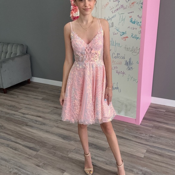Iridescent Pink Jovani Hoco Dress JVN23258
